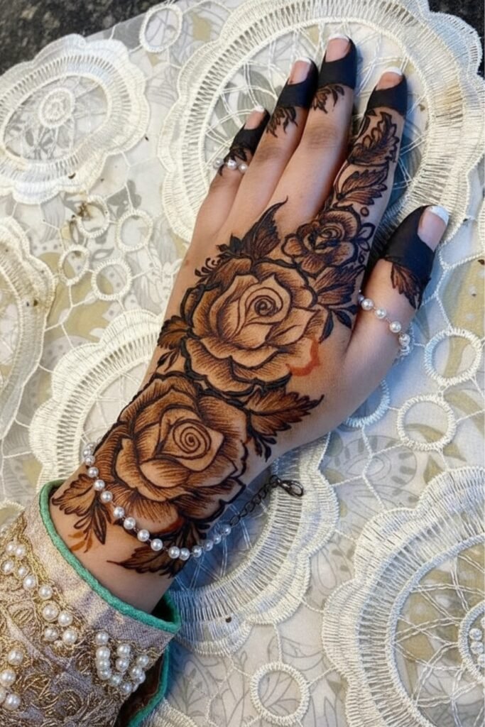 Oversized Back-Hand Bridal Rose Majesty