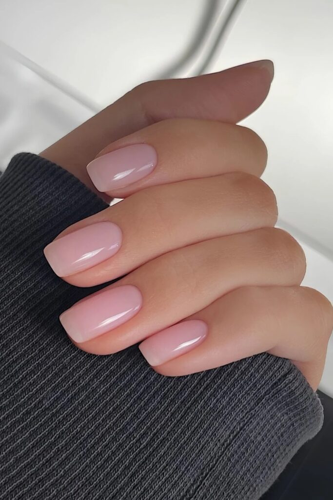 Practical Glossy Nude Square Nails