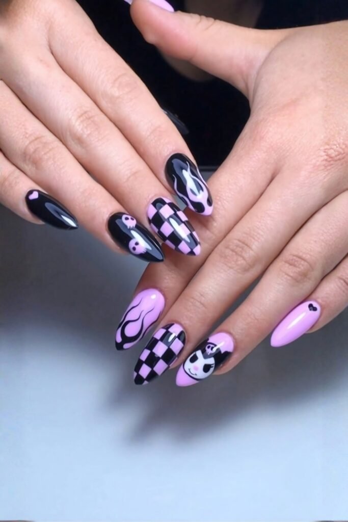 Purple Smoke Checkerboard Jinx Nails