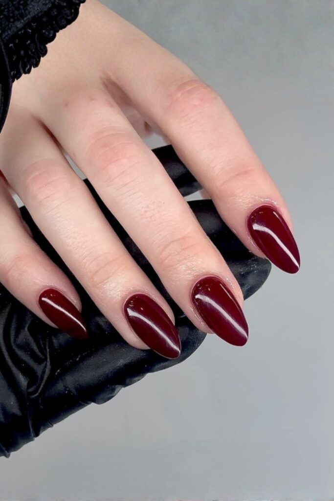 Rich Burgundy Almond Classic Nails