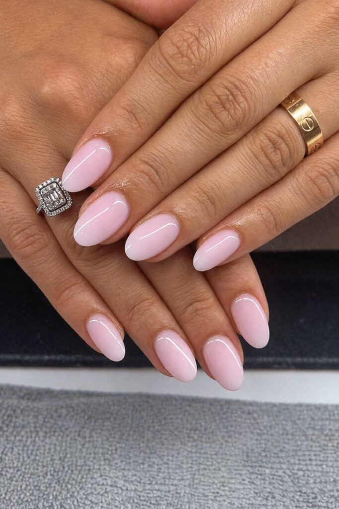 Romantic Soft Pink Oval Nails