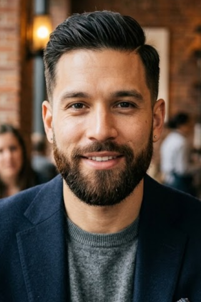 Rounded Box Beard on an oblong face
