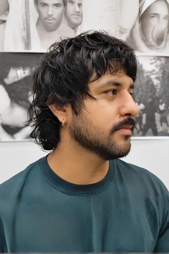 Shaggy Crown on a man with a round face