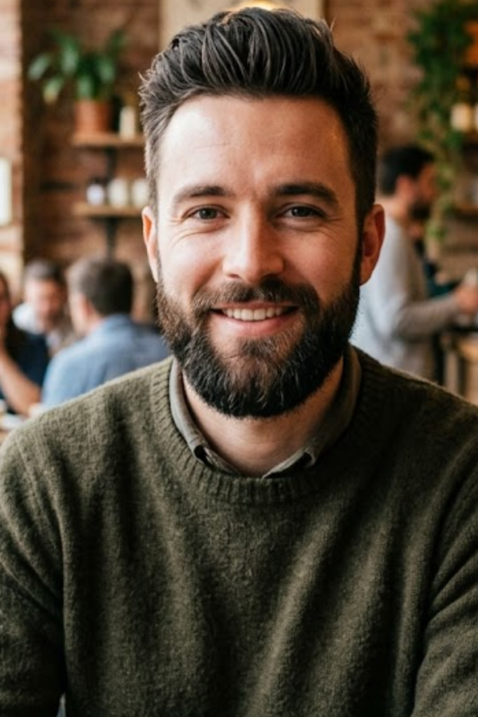 Short Full Beard on an oblong face