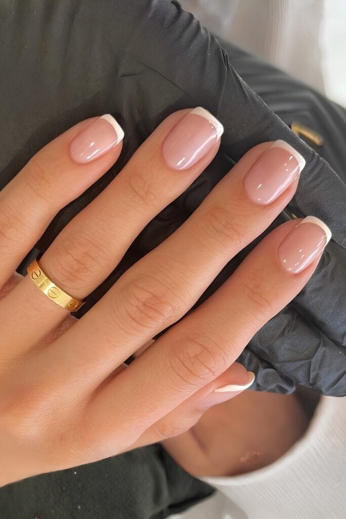 Short Natural French Tip BIAB Nails