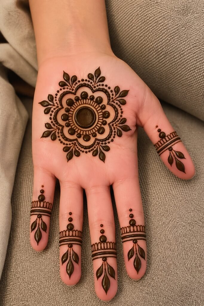 Single Bloom Palm Mehndi