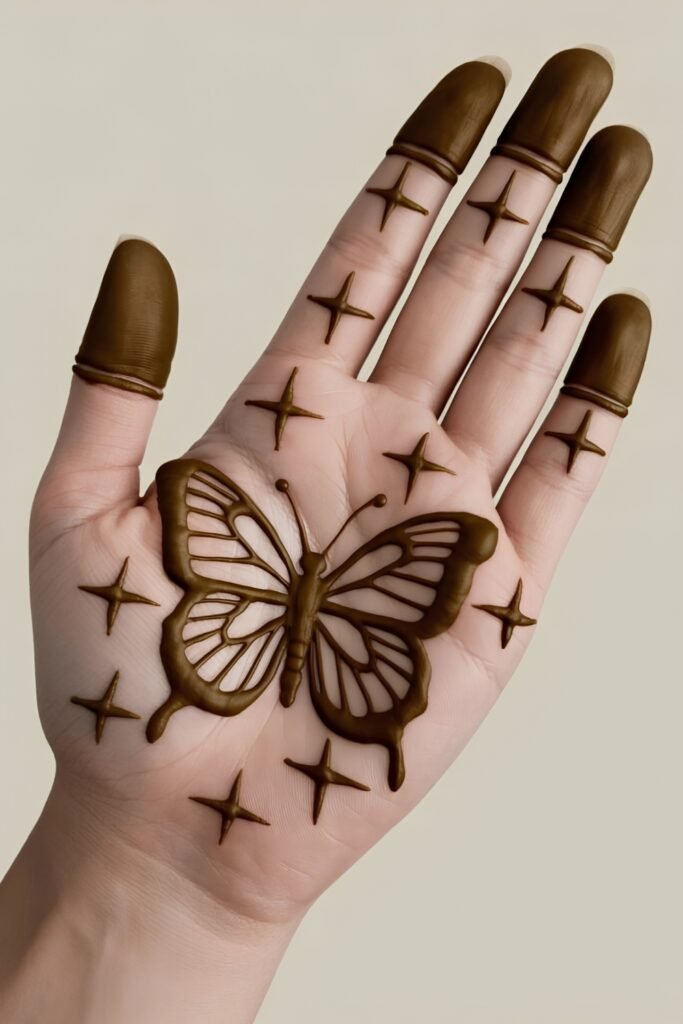 Single Butterfly Palm Mehndi