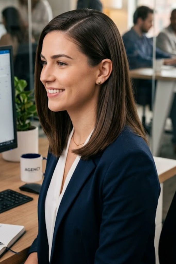 Sleek Side Part with Tuck