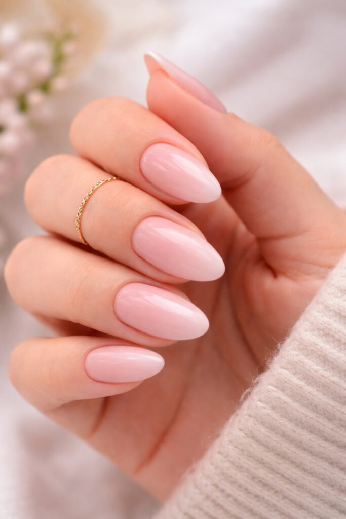 Soft Almond Sheer Pink BIAB Nails