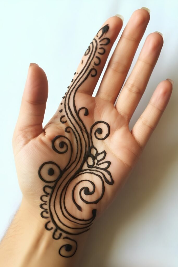 Soft Arabic Swirl Palm Mehndi Design