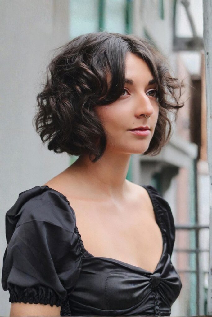 Soft Curly Lob with Middle Part