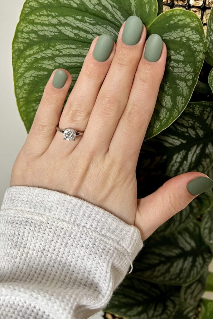 Solid Matte Sage Short Rounded Nails