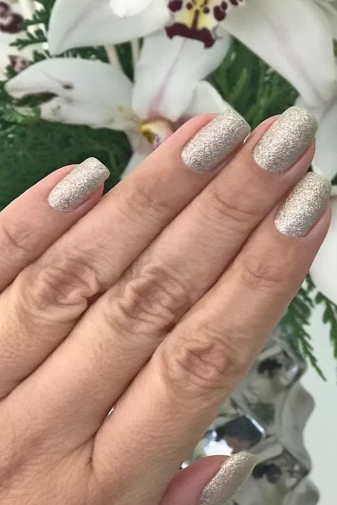 Solid Silver Glitter Nails