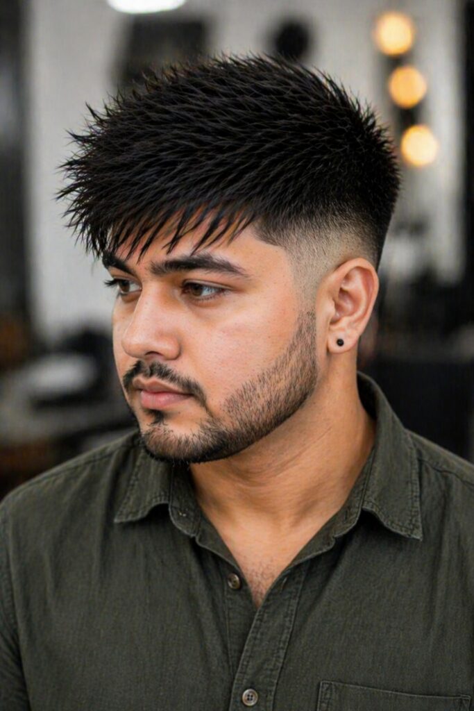 Spiky Flick on a man with a round face