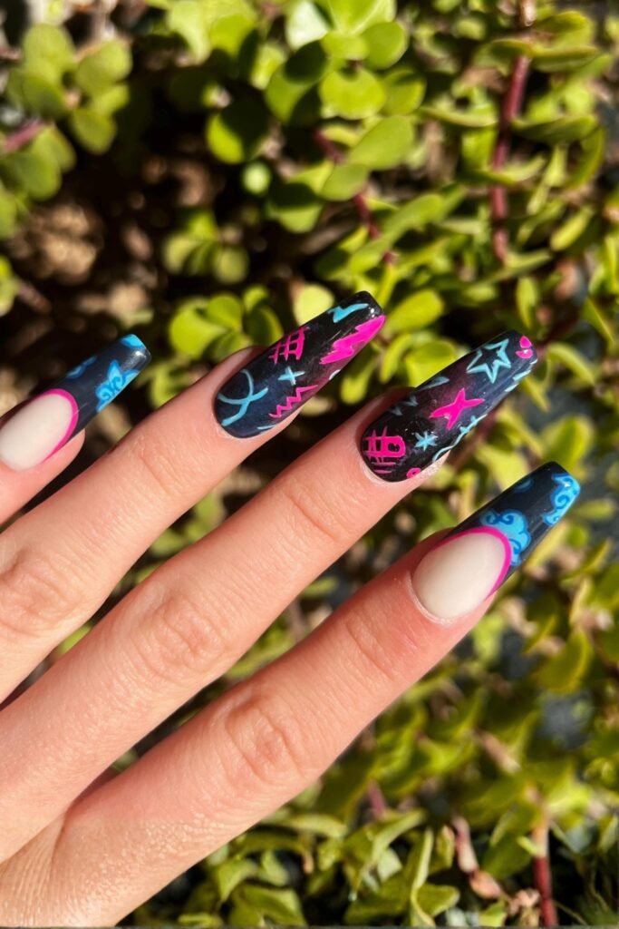 Splatter Stiletto Chaotic Glam Nails