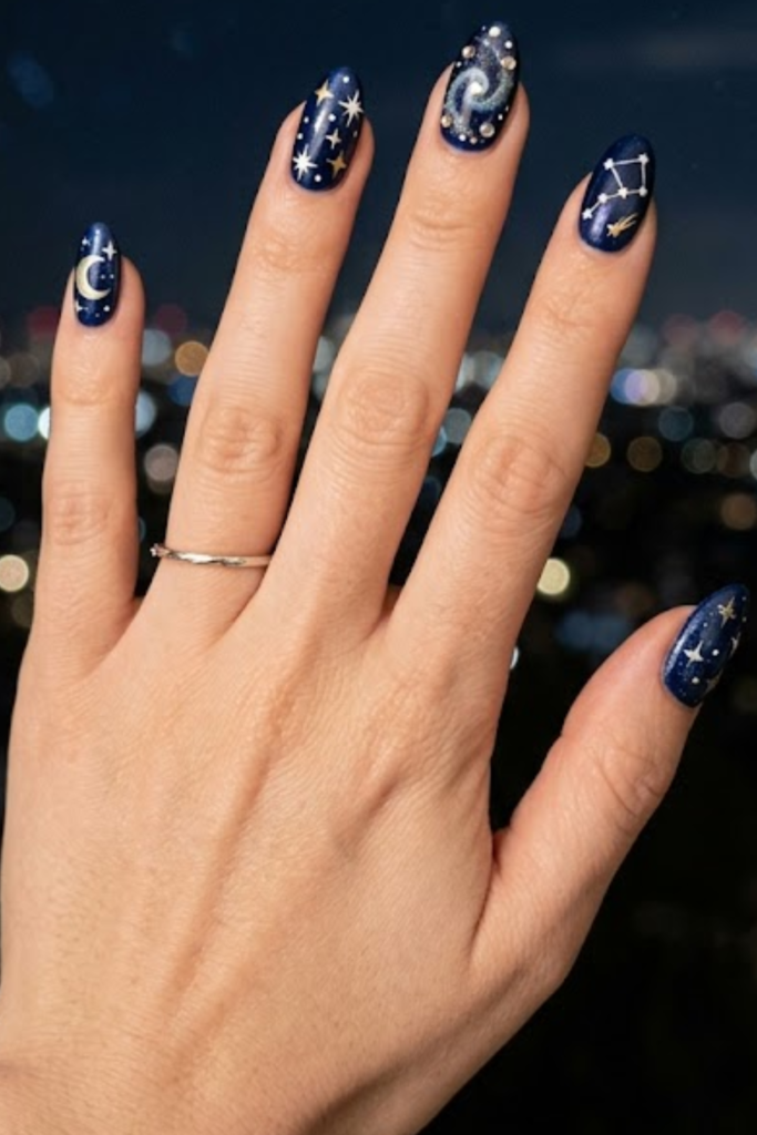Starry Navy Nails