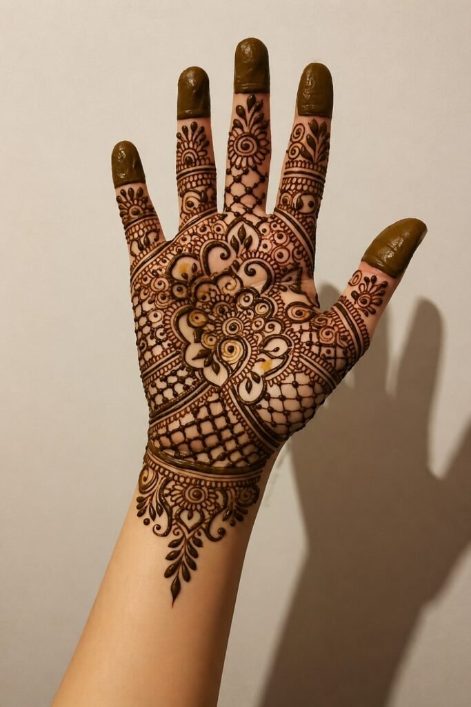 Traditional Full Palm Bridal Mehndi Design