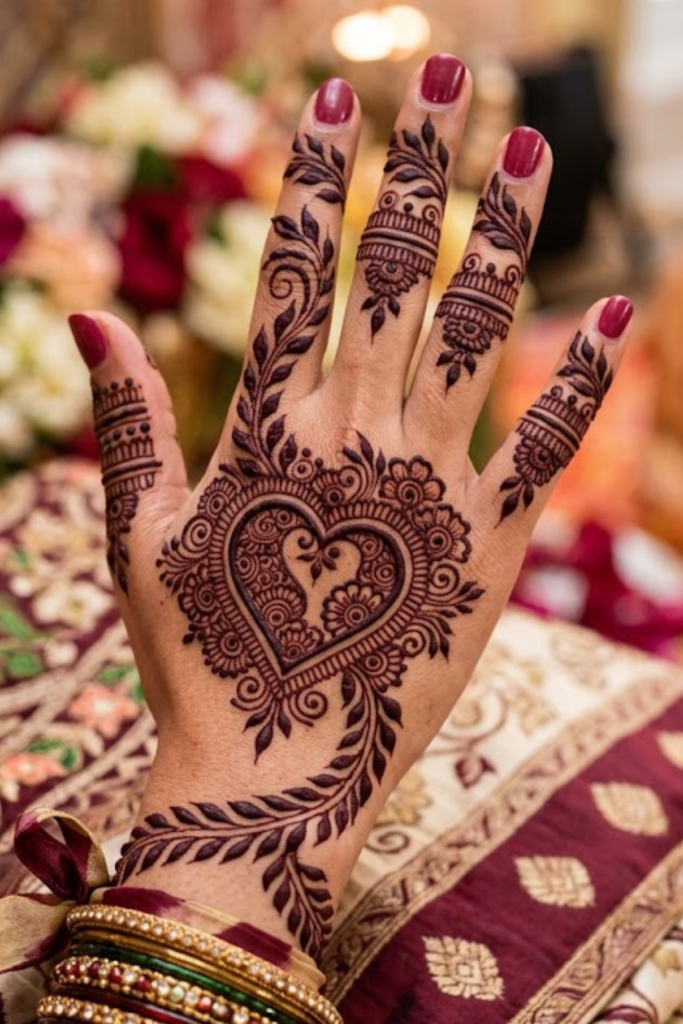 Vine Wrapped Palm Heart Mehndi