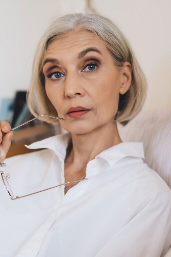 Angled Bob on an older woman