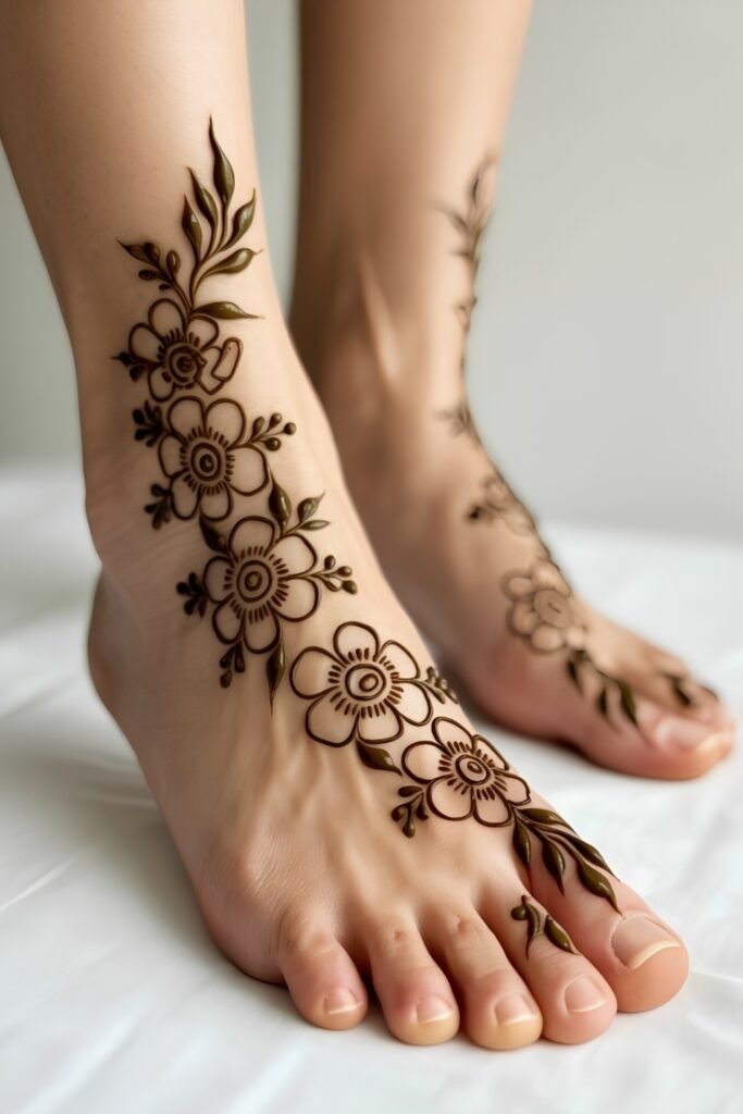 Arabic Foot Mehandi with Flowing Vines