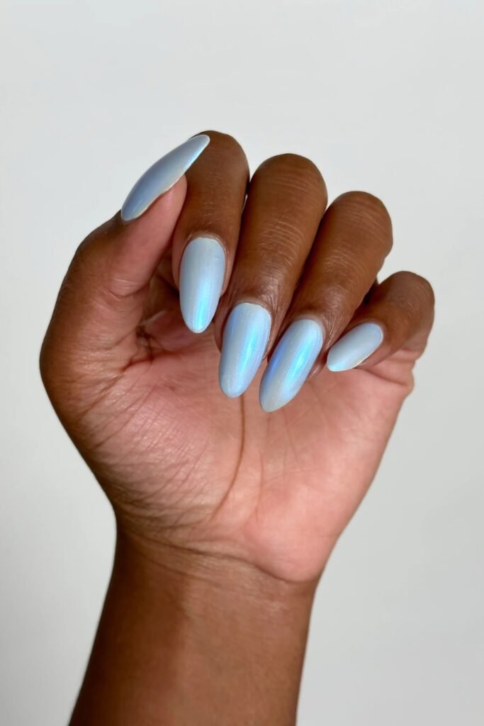 Baby Blue Pastel Sheer Nails