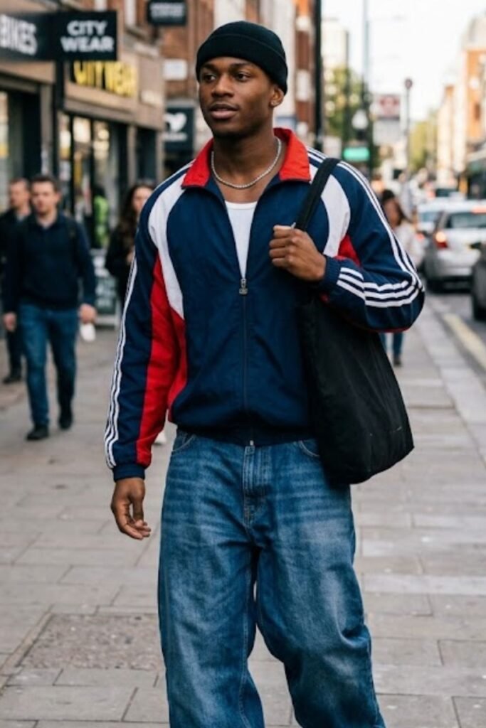 Baggy Jeans with Tracksuit Jacket