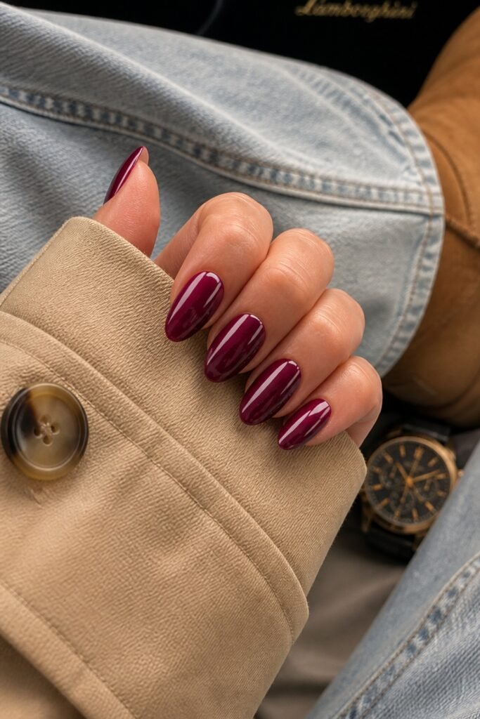 Berry Chrome Almond Nails