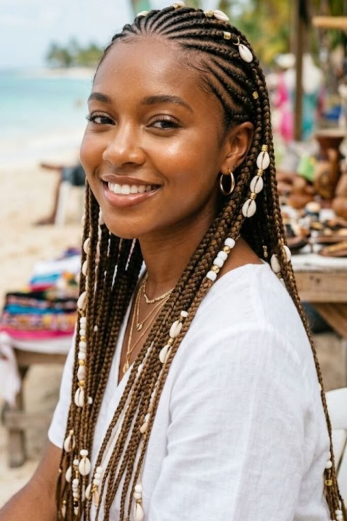 Bo Derek Braids with Shell Beads