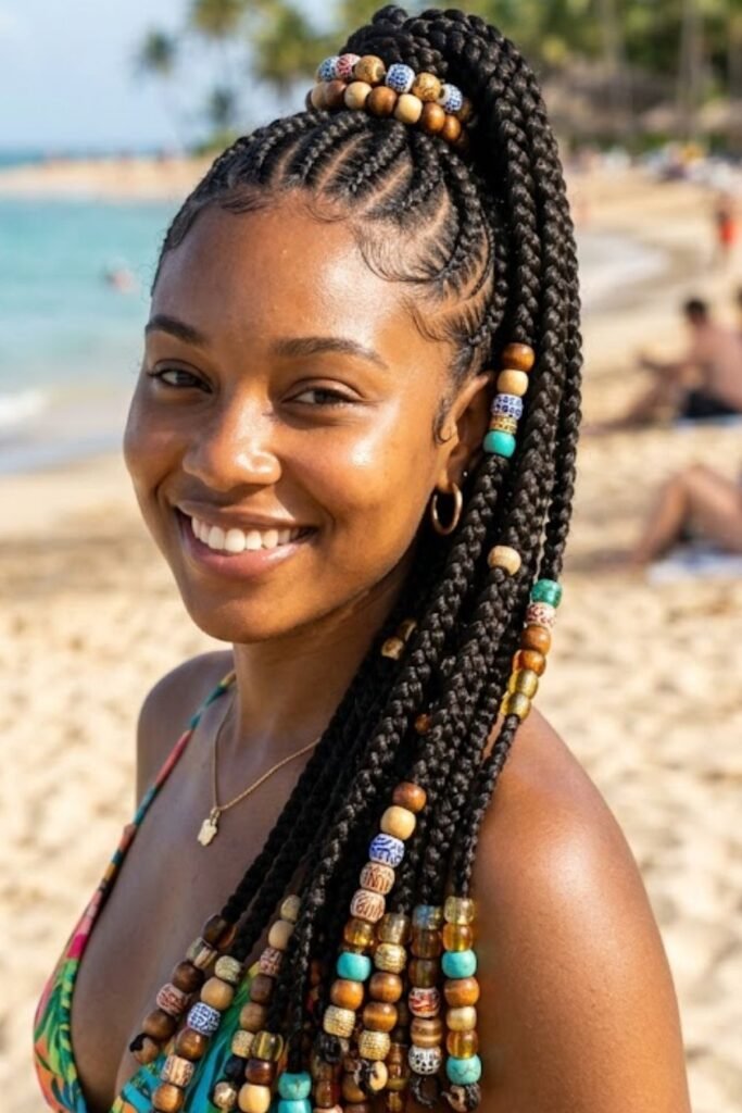 Braided Ponytail with Beads