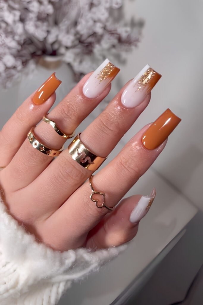 Caramel Aura Square Nails