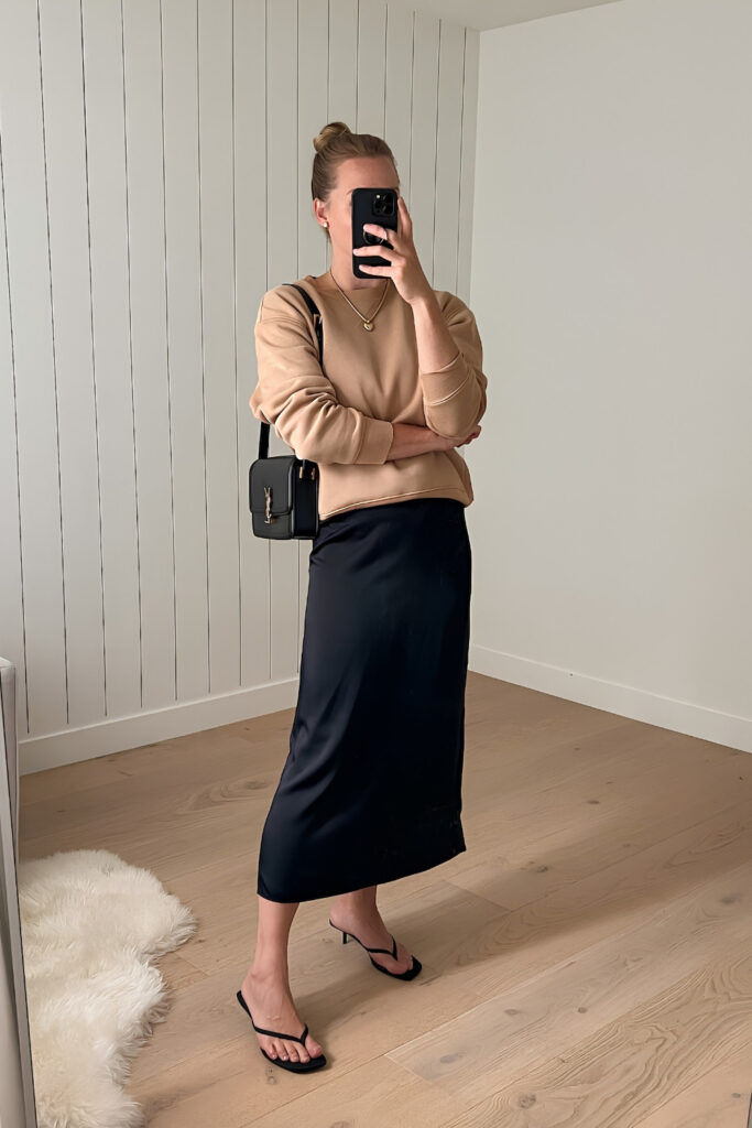 Airport outfit: Cashmere Wrap over a Slip Dress