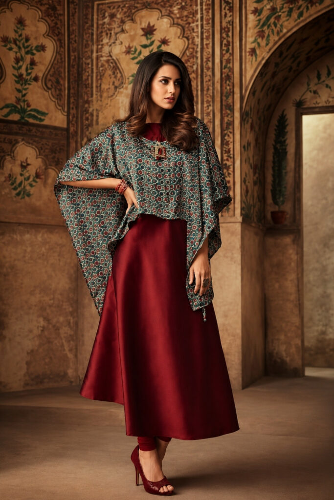 Casual Cape Top over Skirt