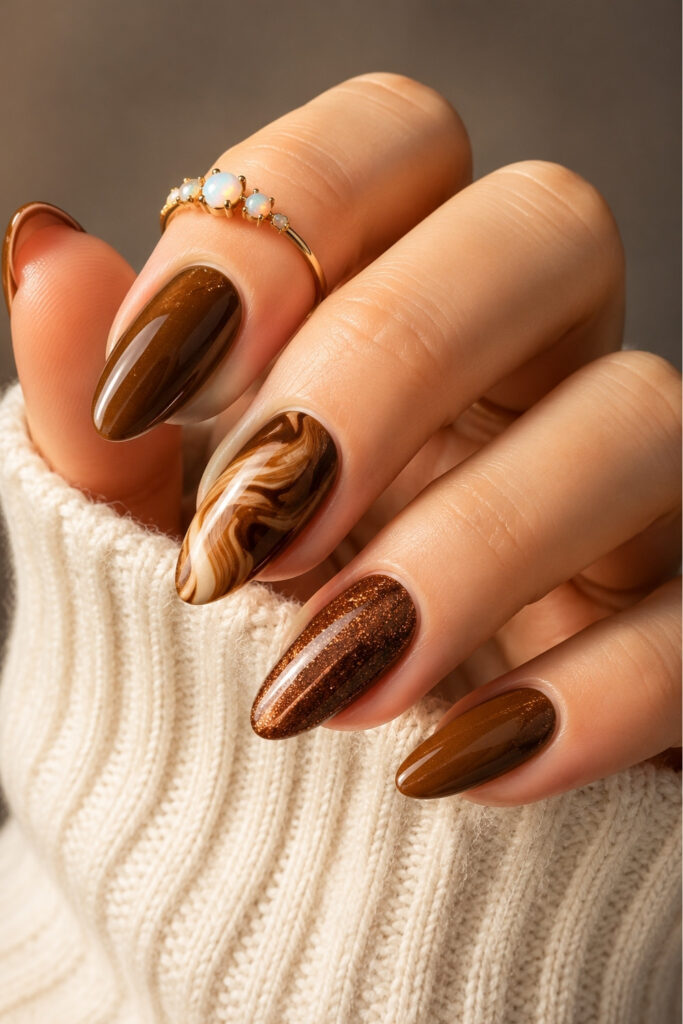 Chocolate Swirl nails