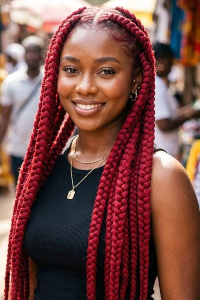 _Chunky Red Dookie Braids