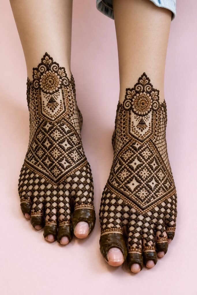 Classic Bridal Foot Mehndi with Full Coverage