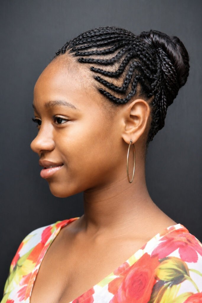 Cornrow Braid into Top Knot