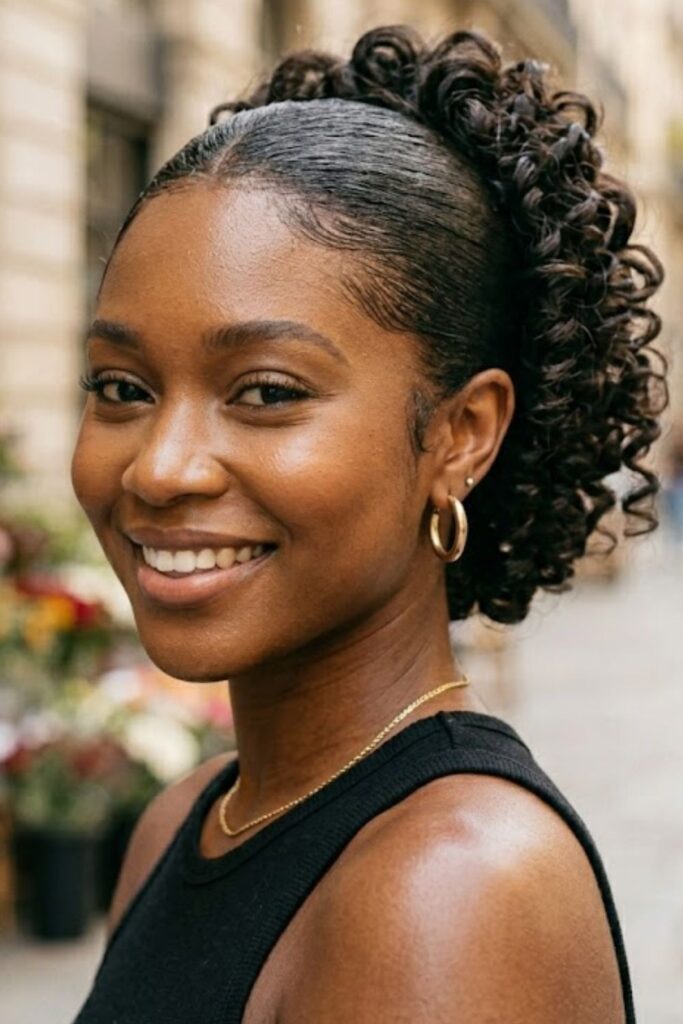 Curly Slicked Back Updo