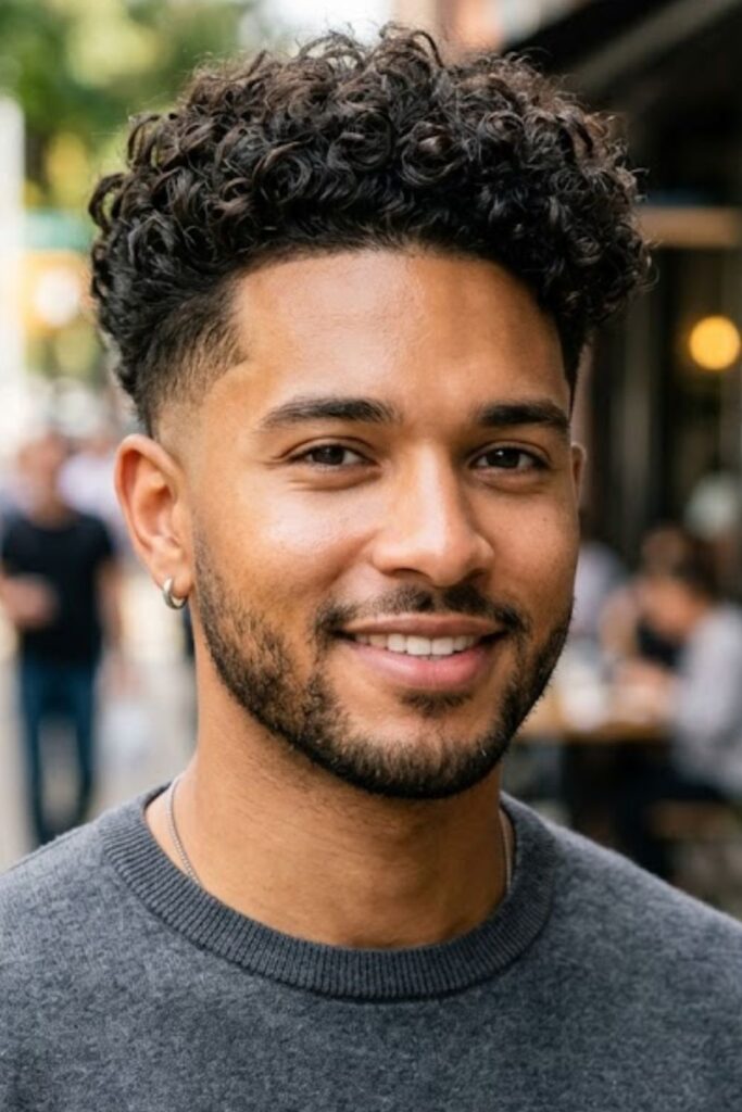 Curly Undercut with Low Fade