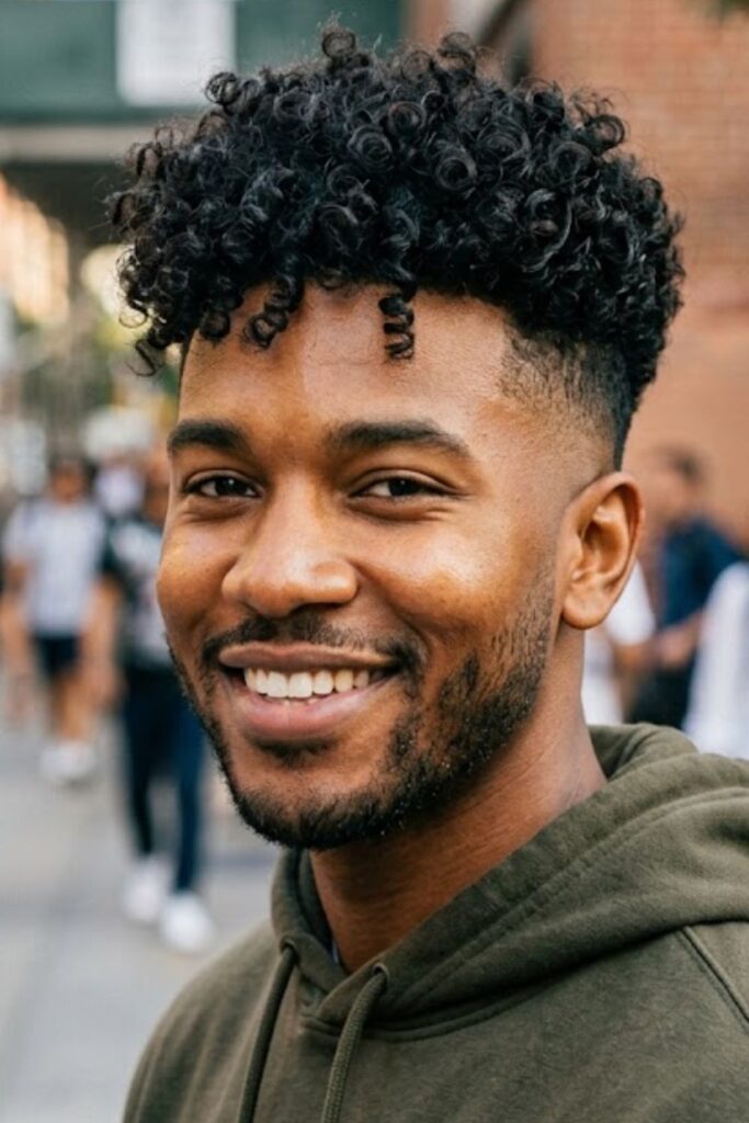 Low Fade With Short Curly Hair