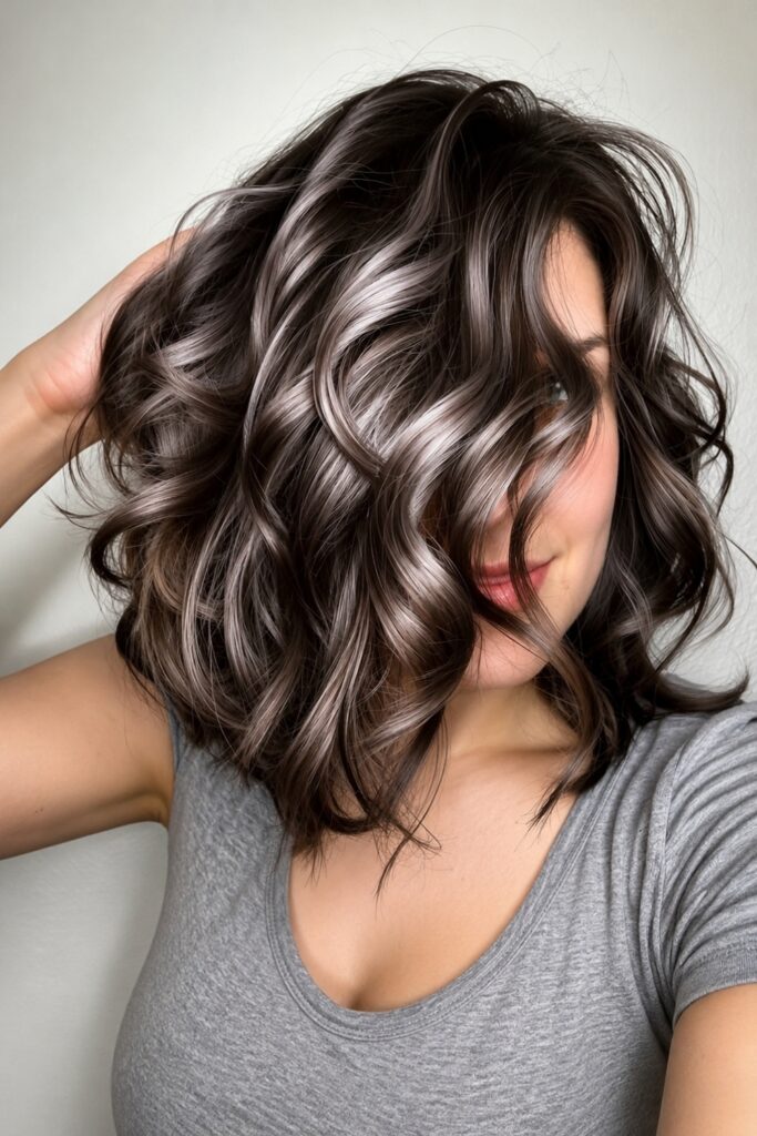 Dark Brown Hair with Gray Lowlights