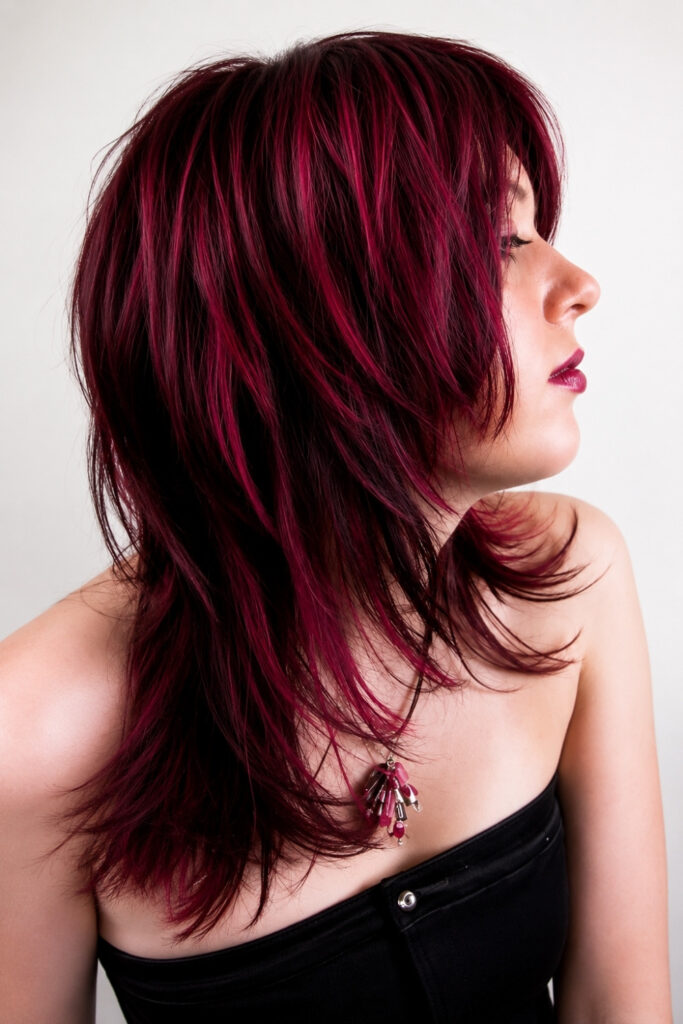 Dark Red Long Alt Shag