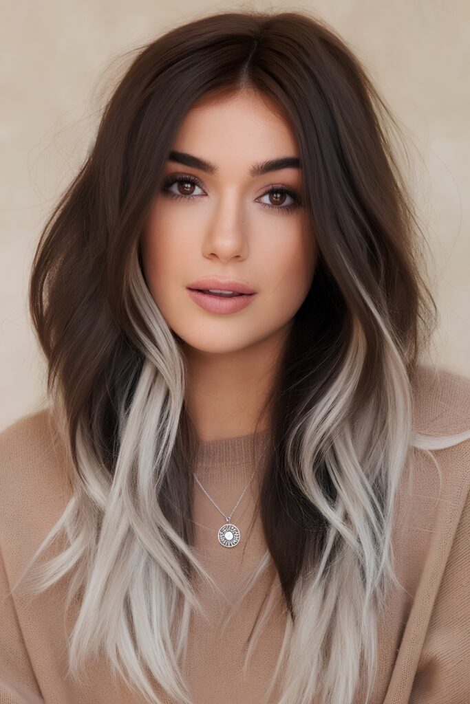 Deep Chocolate Brown with Silver Ends