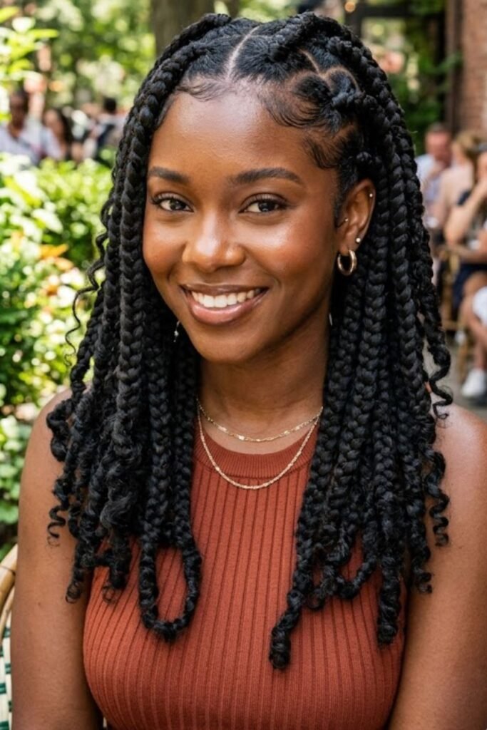 Dookie Braids with Heart-Shaped Parts