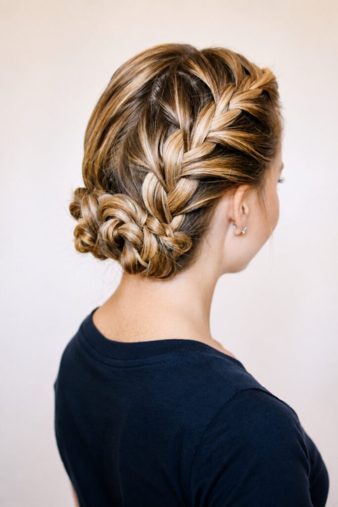 Double Braid into Low Bun