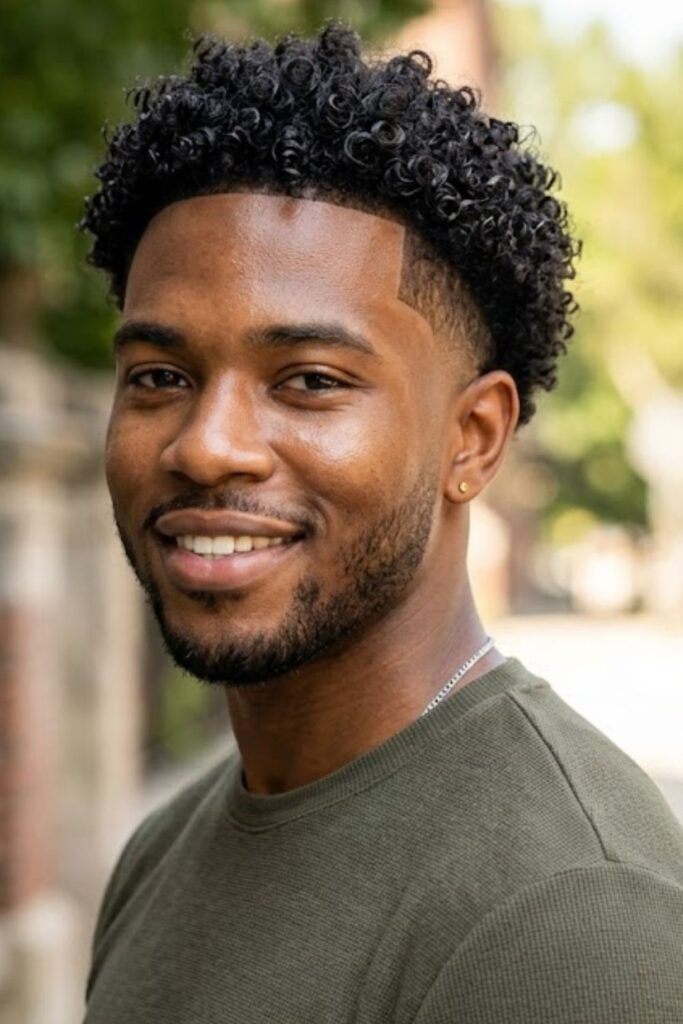 Drop Low Fade with Natural Curls
