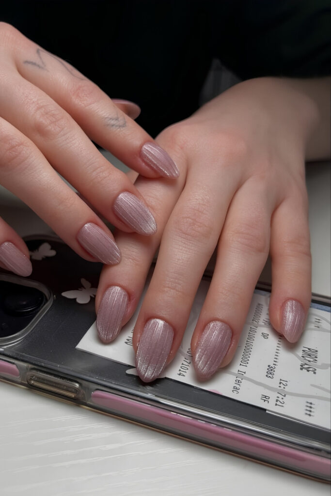 Dusty Rose Ribbed Nails