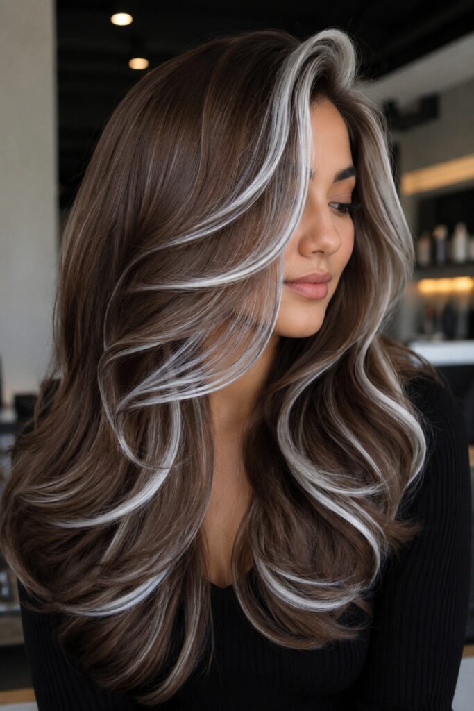 Espresso Brown and Silver Peek-a-boo Highlights