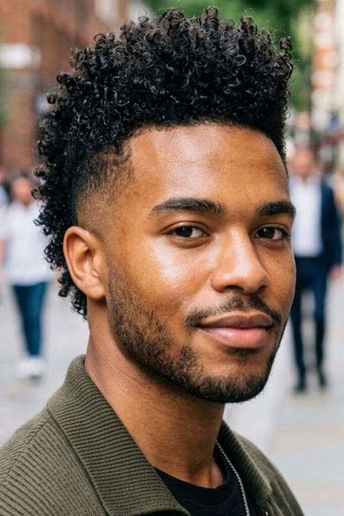 Faux Hawk with Low Curly Fade