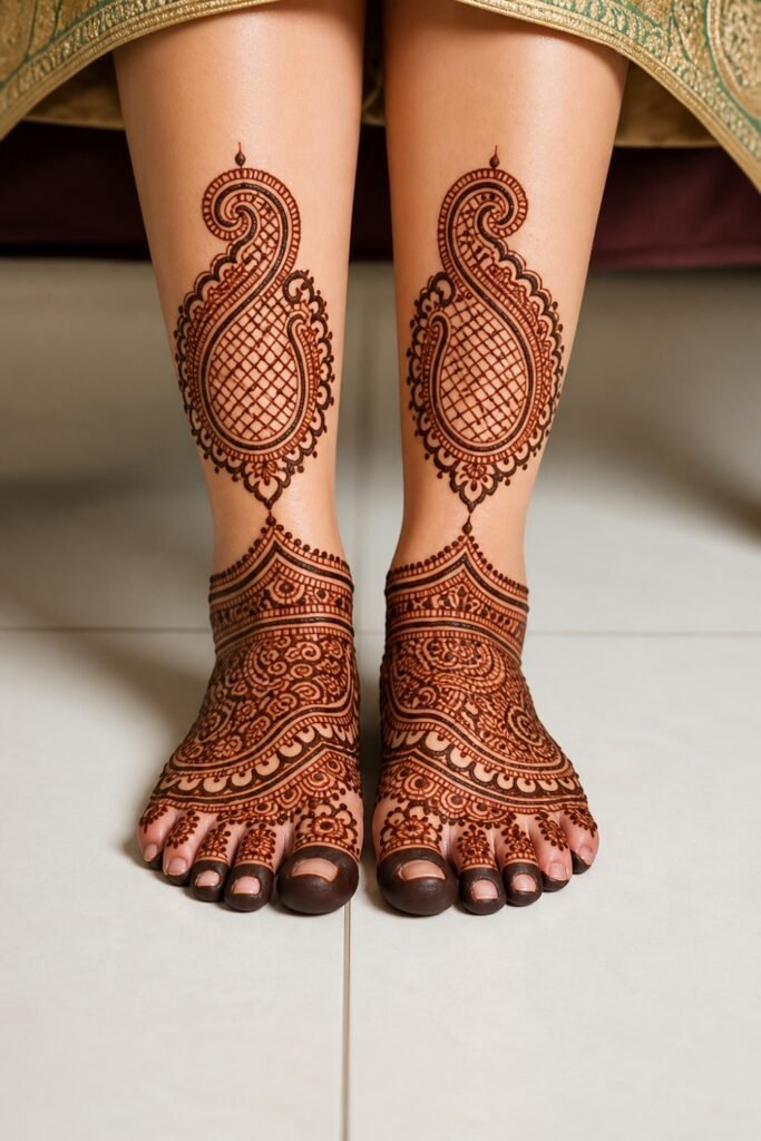 Festive Diwali Foot Mehndi with Dots and Paisleys