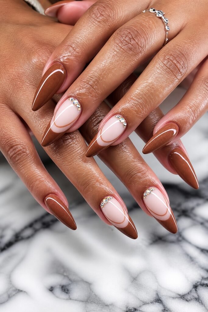 Frosted Cocoa Almond Nails
